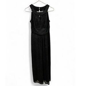 Enfocus Studio Black Ruched Halter Maxi Gown